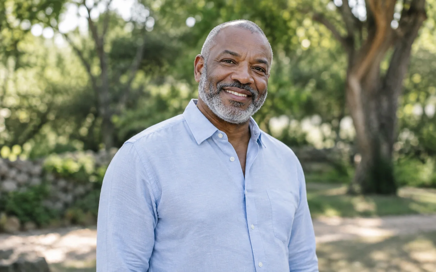 Mature man smiling outdoors