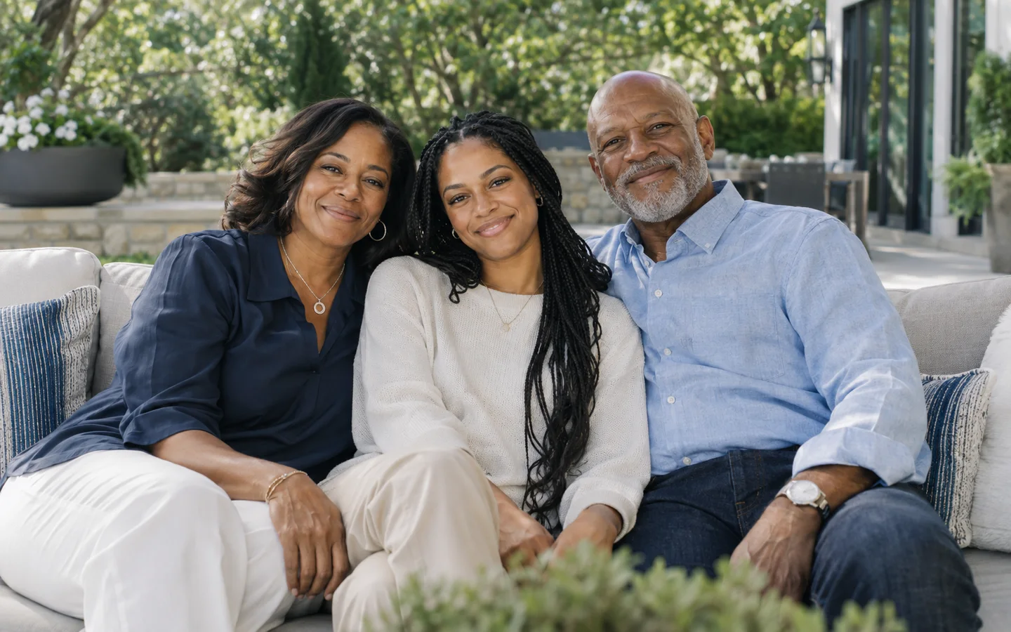 Smiling multigenerational family outdoors
