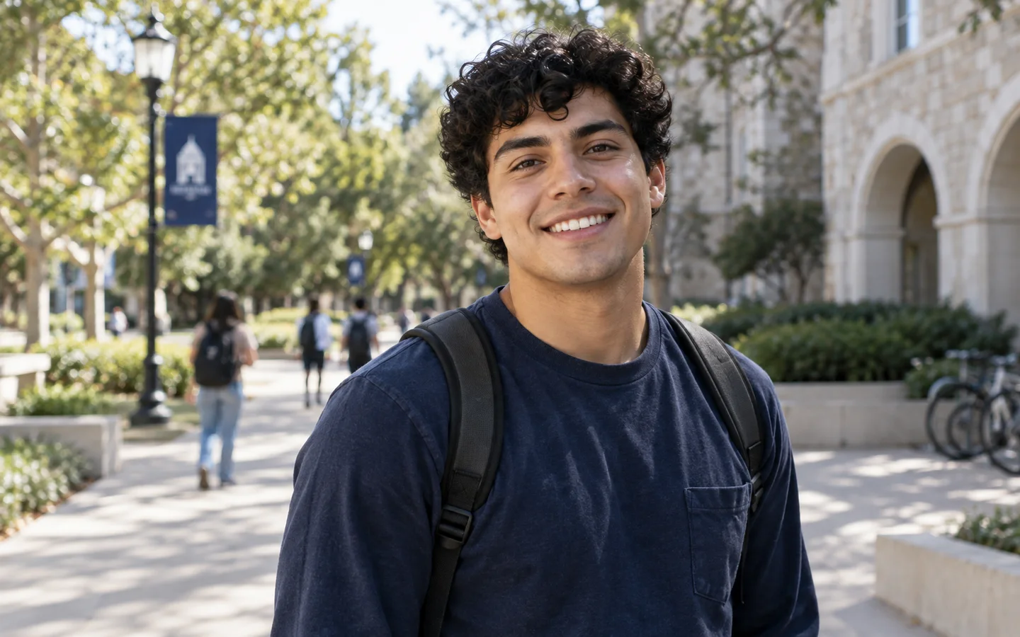 Young man smiling outdoors