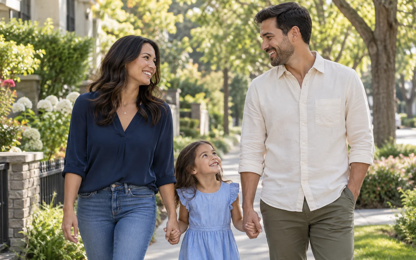 Family walking together outdoors