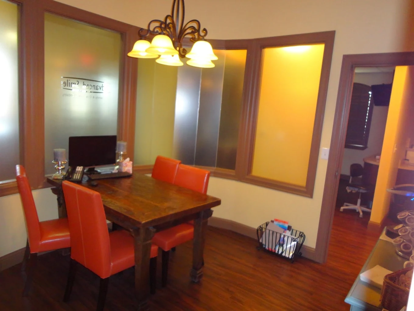 Consultation room with a table and chairs